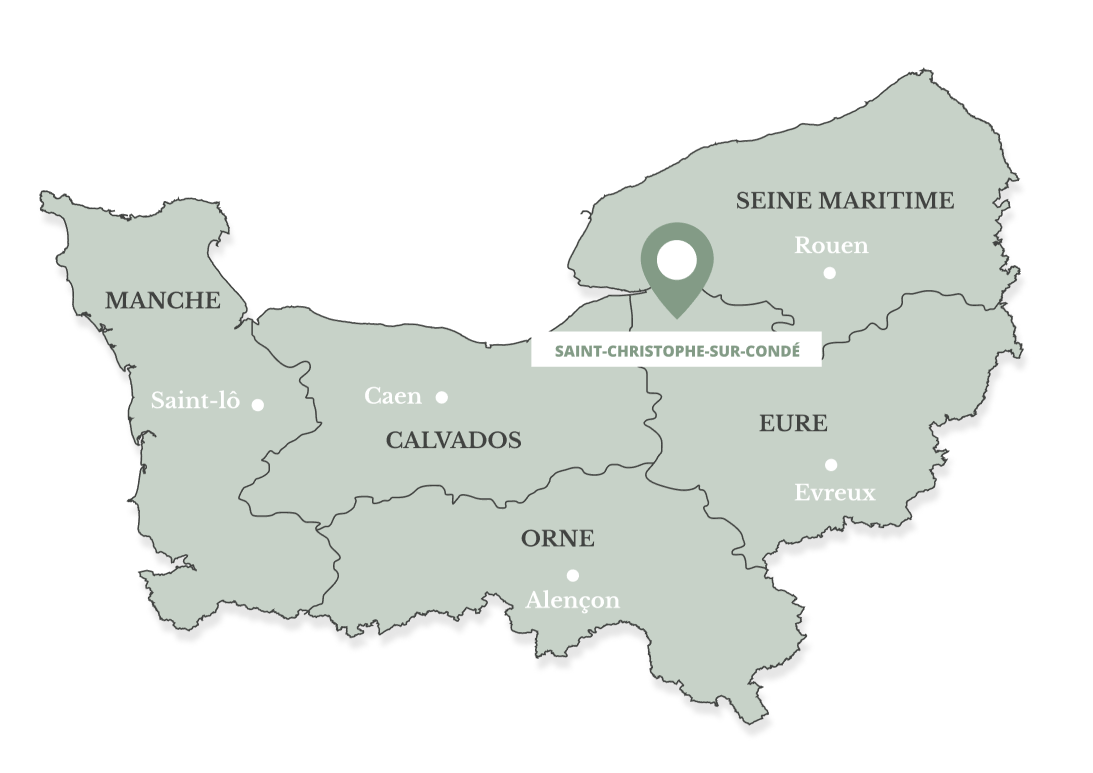 CarteNormandie_accueil Carte de normandie avec la localisation de Saint-Christophe-sur-Condé